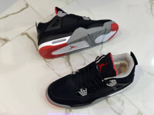 Кроссовки Nike Air Jordan 4 Retro Black Grey зимние c мехом - фото 3