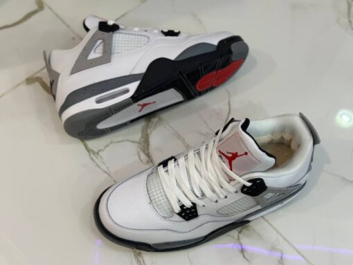 Кроссовки Nike Air Jordan 4 Retro White Black зимние c мехом - фото 4