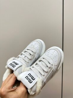 Кроссовки Miu Miu Bleached Leather Sneakers 5E892D Winter Premium White