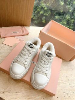 Кроссовки Miu Miu Leather Sneakers 5E838D Winter Premium White