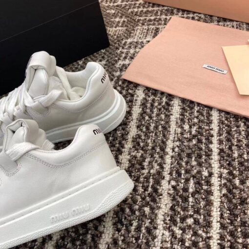 Кроссовки Miu Miu Leather Sneakers 5E912D Premium White - фото 2
