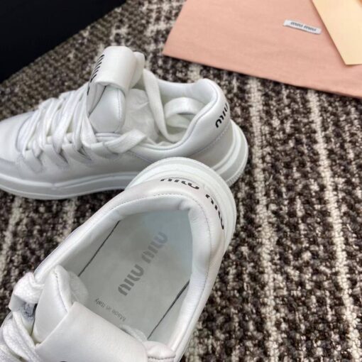 Кроссовки Miu Miu Leather Sneakers 5E912D Premium White - фото 3