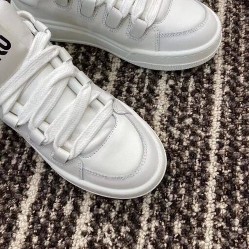 Кроссовки Miu Miu Leather Sneakers 5E912D Premium White - фото 6