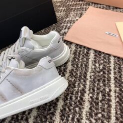 Кроссовки Miu Miu Leather Sneakers 5E916D Premium White