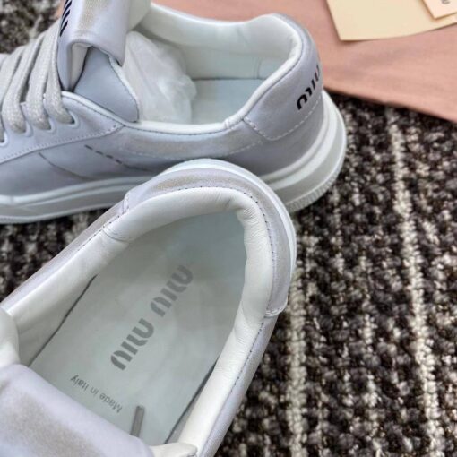 Кроссовки Miu Miu Leather Sneakers 5E916D Premium White - фото 5