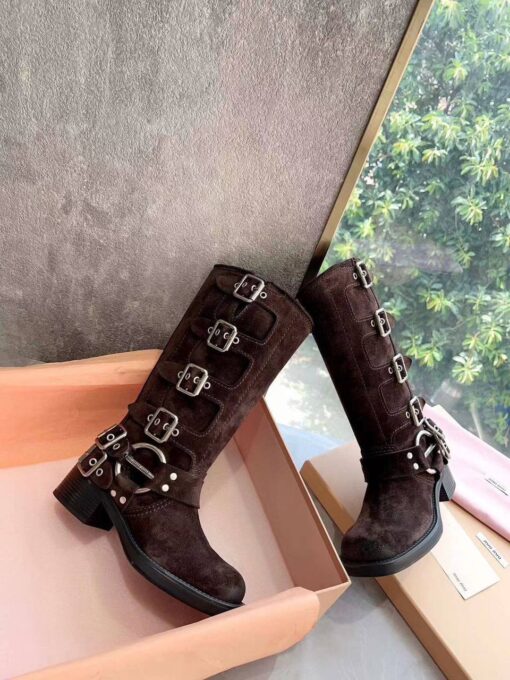 Сапоги Miu Miu Suede Boots 5W792D Autumn Premium Brown - фото 4