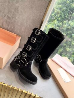 Сапоги Miu Miu Suede Boots 5W792D Autumn Premium Black