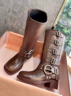 Сапоги Miu Miu Leather Boots 5W792D Autumn Premium Brown