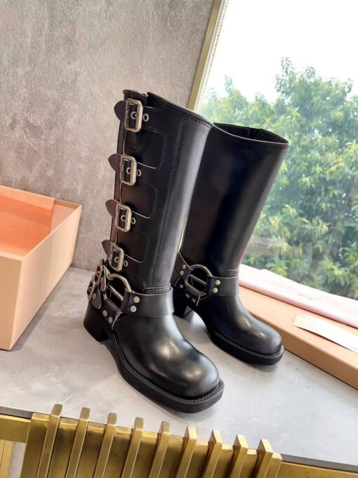 Сапоги Miu Miu Leather Boots 5W792D Autumn Premium Black - фото 5