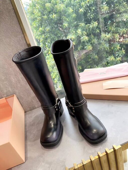 Сапоги Miu Miu Leather Boots 5W792D Autumn Premium Black - фото 6