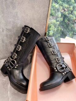 Сапоги Miu Miu Leather Boots 5W792D Autumn Premium Black