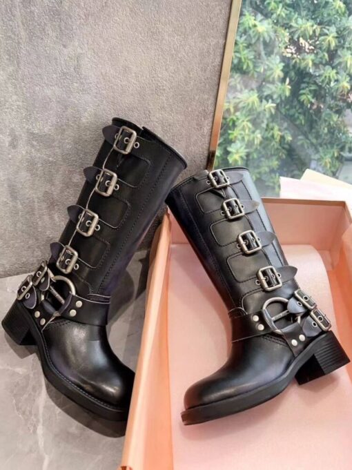 Сапоги Miu Miu Leather Boots 5W792D Autumn Premium Black - фото 1