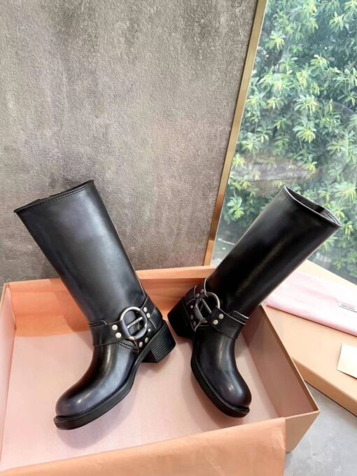 Сапоги Miu Miu Leather Boots 5W792D Autumn Premium Black - фото 2