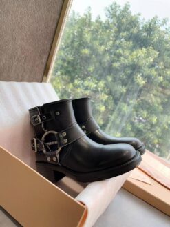 Ботинки Miu Miu Vintage-look Leather Booties 5T953D Autumn Premium Black
