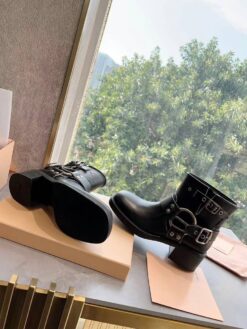Ботинки Miu Miu Vintage-look Leather Booties 5T953D Autumn Premium Black