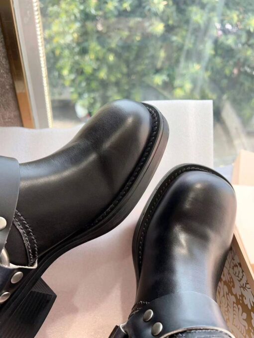 Ботинки Miu Miu Vintage-look Leather Booties 5T953D Autumn Premium Black - фото 5