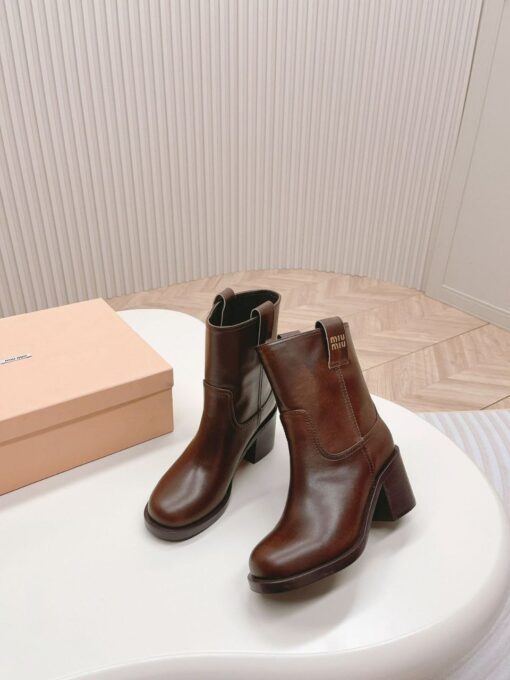 Ботильоны Miu Miu Leather Booties 5U966D Autumn Premium Brown - фото 5