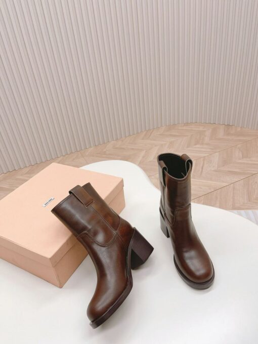 Ботильоны Miu Miu Leather Booties 5U966D Autumn Premium Brown - фото 7
