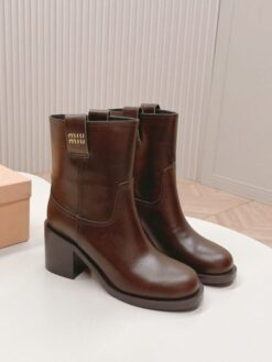 Ботильоны Miu Miu Leather Booties 5U966D Autumn Premium Brown