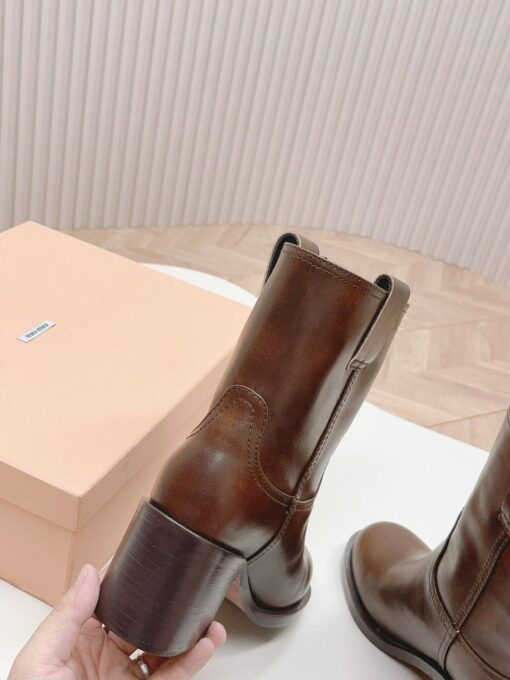 Ботильоны Miu Miu Leather Booties 5U966D Autumn Premium Brown - фото 4