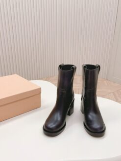 Ботильоны Miu Miu Leather Booties 5U966D Autumn Premium Black
