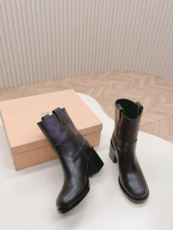 Ботильоны Miu Miu Leather Booties 5U966D Autumn Premium Black