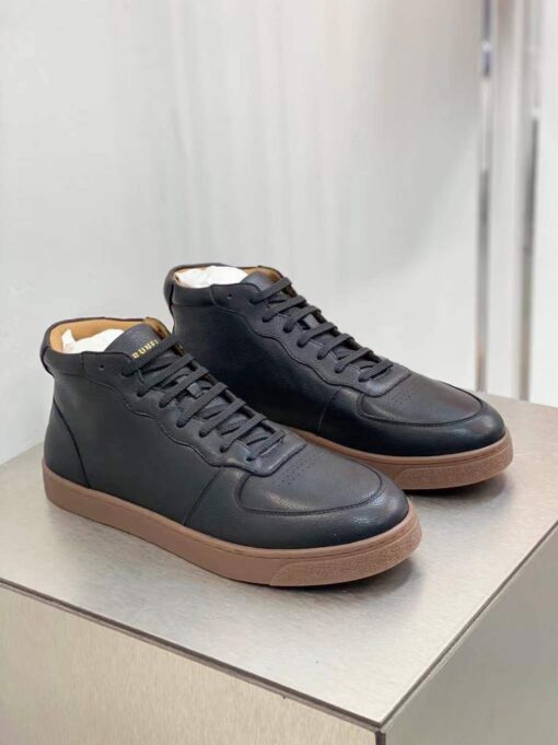 Мужские кроссовки Brunello Cucinelli Mid A117392 Premium с мехом тёмно-коричневые - фото 1