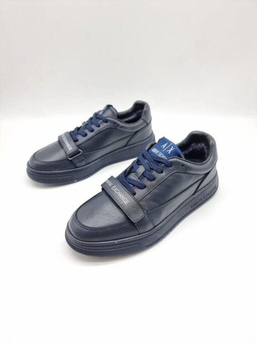 Мужские кроссовки Armani Exchange A117211 зимние с мехом тёмно-синие - фото 3