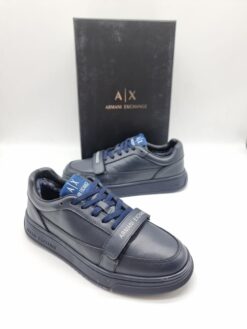 Мужские кроссовки Armani Exchange A117211 зимние с мехом тёмно-синие