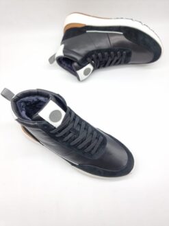 Мужские кроссовки Brunello Cucinelli  Mid A117297 зимние с мехом чёрные