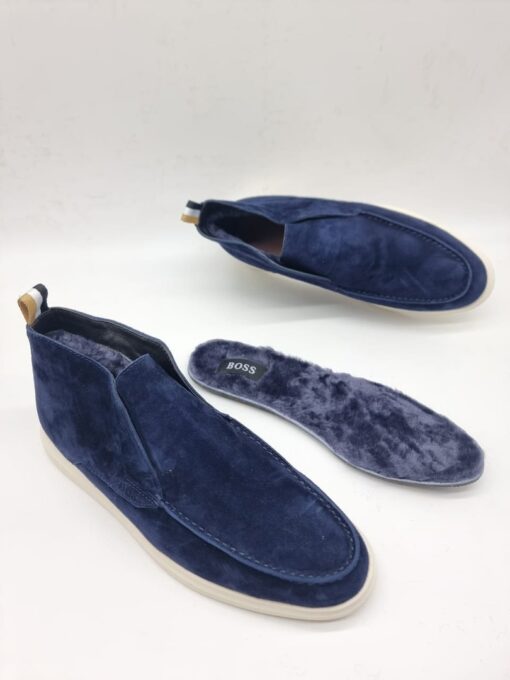 Мужские ботинки Hugo Boss A117419 большие размеры 46-48 зимние с мехом синие - фото 4