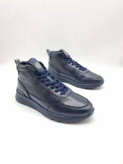 Мужские кроссовки Brunello Cucinelli  Mid A117273 зимние с мехом тёмно-синие