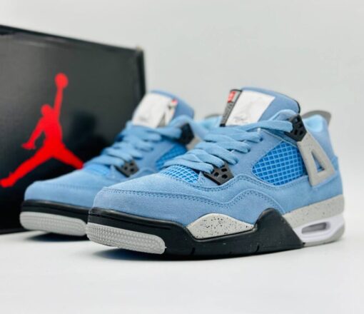 Кроссовки Nike Air Jordan 4 Retro L.Blue зимние c мехом - фото 1