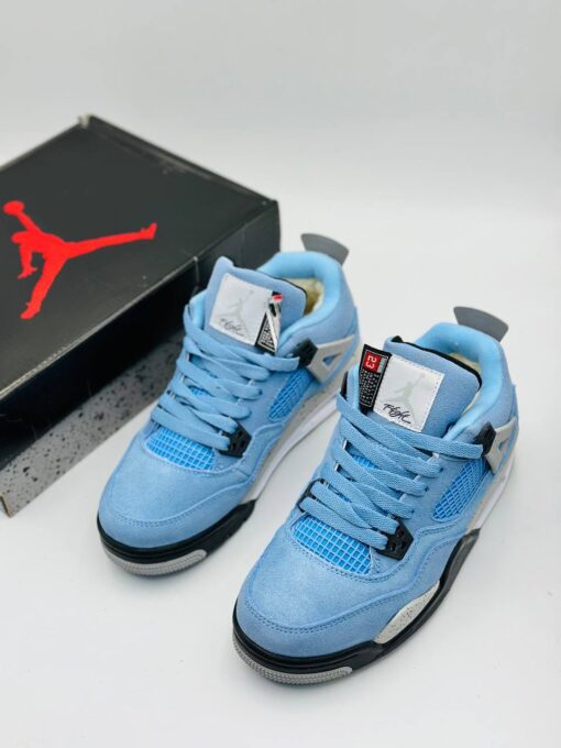 Кроссовки Nike Air Jordan 4 Retro L.Blue зимние c мехом - фото 2
