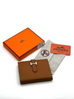 Кожаный бумажник Hermes 10/13 см A118656 коричневый - фото 5