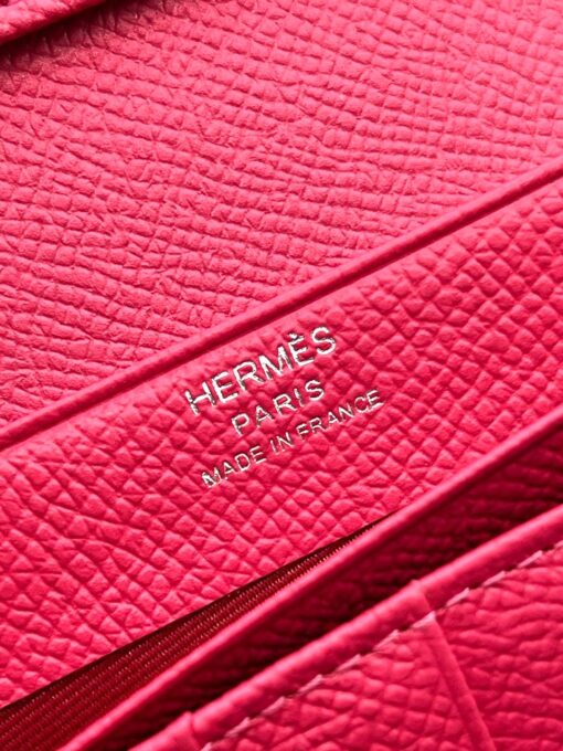 Кожаный бумажник Hermes 18/10 см A118672 красный - фото 3