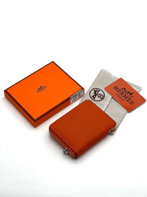 Кожаный кошелек Hermes 12/9 см A118694 оранжевый - фото 1