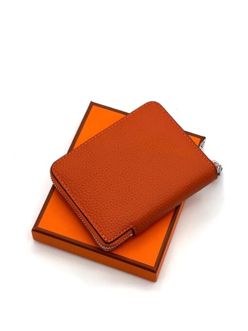 Кожаный кошелек Hermes 12/9 см A118694 оранжевый - фото 8