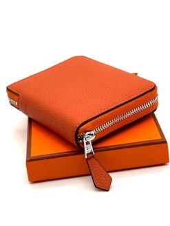 Кожаный кошелек Hermes 12/9 см A118694 оранжевый
