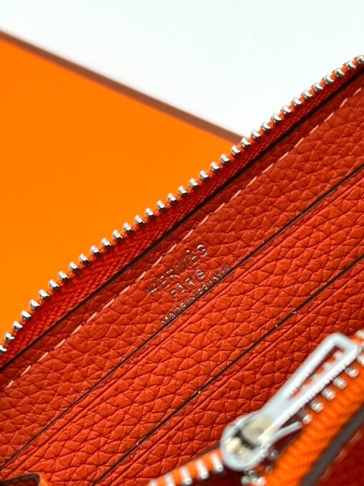Кожаный кошелек Hermes 12/9 см A118694 оранжевый - фото 6