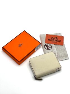 Кожаный кошелек Hermes 12/9 см A118703 белый - фото 2