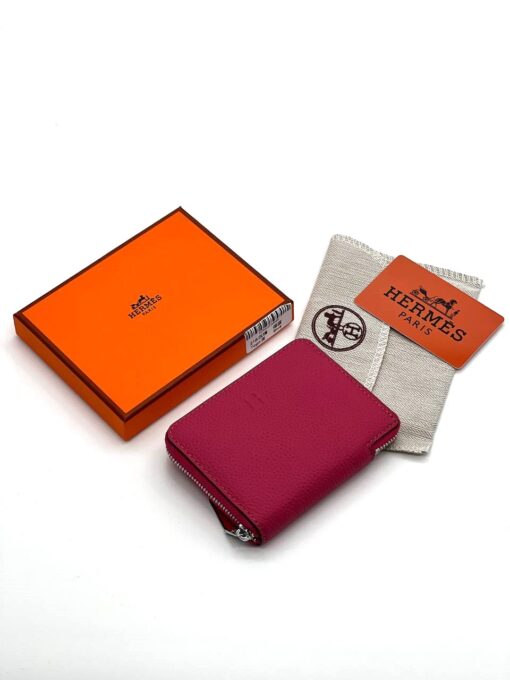 Кожаный кошелек Hermes 12/9 см A118705 розовый - фото 1