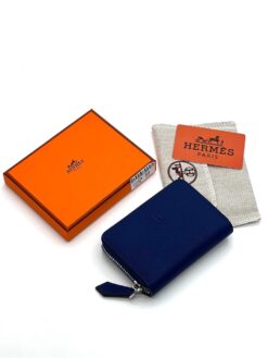 Кожаный кошелек Hermes 12/9 см A118709 синий - фото 5