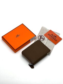 Кожаный кошелек Hermes 12/9 см A118718 коричневый - фото 2