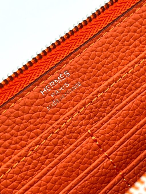 Кожаный кошелек Hermes 20/10 см A118723 каштановый - фото 3