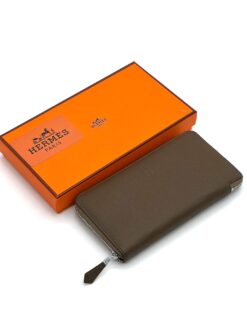 Кожаный кошелек Hermes 20/10 см A118742 коричневый - фото 5