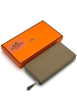 Кожаный кошелек Hermes 20/10 см A118744 хаки - фото 3
