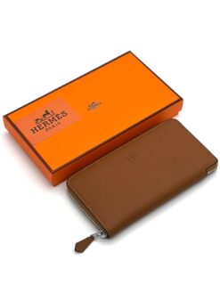 Кожаный кошелек Hermes 20/10 см A118748 коричневый - фото 5