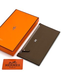 Кожаный кошелек Hermes 22/12 см A118768 коричневый