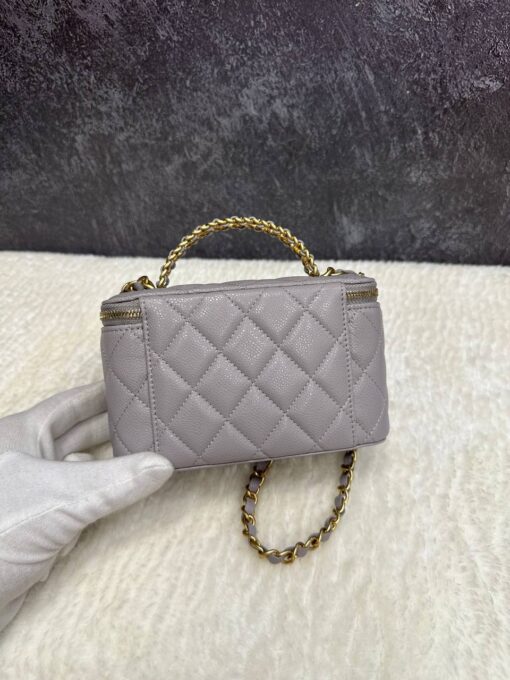 Косметичка Chanel Vanity Case из кожи Caviar 16/10/7 премиум-люкс серая - фото 7